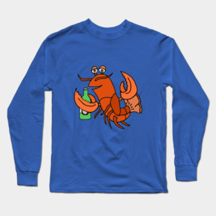 Funny lobster drinking beer Cartoon Long Sleeve T-Shirt