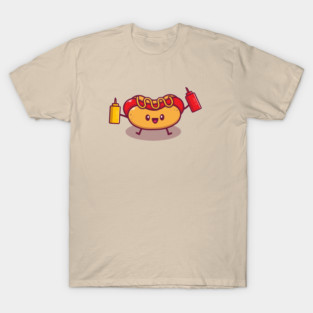 Cut Hot Dog Holding Mustard And Sauce T-Shirt