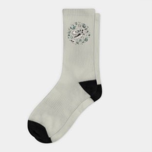 Geo-rex Vortex | Tyrannosaurus Dinosaur Fossil Art | Aquamarine Palette Socks