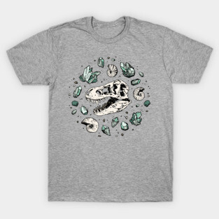 Geo-rex Vortex | Tyrannosaurus Dinosaur Fossil Art | Aquamarine Palette T-Shirt