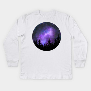 Purple galaxy Kids Long Sleeve T-Shirt