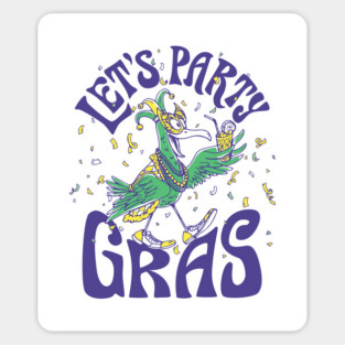 Let’s Party Gras Funny Mardi Gras Bird Drinking Sticker