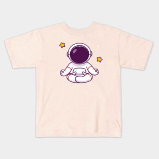 Cute Astronaut Yoga In Space Kids T-Shirt