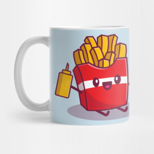 Cute French Fries Holding Ketchup And Mustard Mug