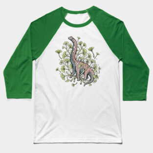 Brachio Ginkgo Botanical Dinosaur Baseball T-Shirt