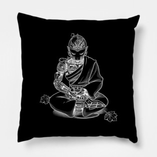 Meditation Robot Monk Minimalist by Tobe Fonseca Pillow