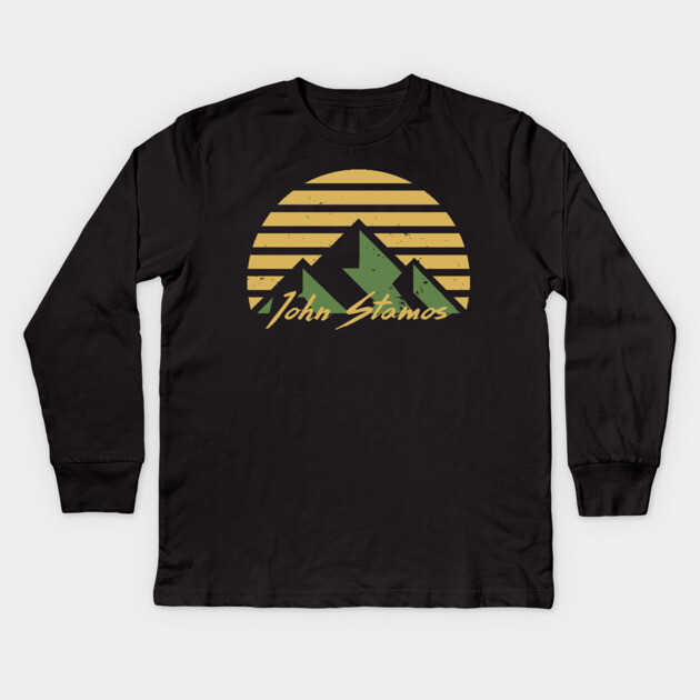 John Stamos - Retro Mountain Sunset Kids Long Sleeve T-Shirt by DankyDevito