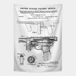 Thompson Submachine Gun Patent Black Tapestry