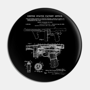 Thompson Submachine Gun Patent White Pin