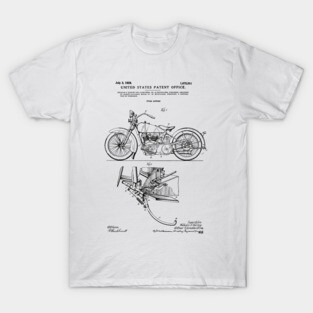 Motorcycle Patent Black T-Shirt