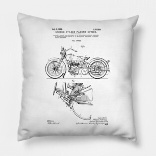 Motorcycle Patent Black Pillow