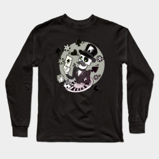Casino Blackjack Dealing Poker Playing Skull Long Sleeve T-Shirt
