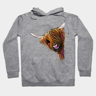 Scottish Hairy Highland Cow ' NooDLeS ' by SHiRLeY MacARTHuR Hoodie
