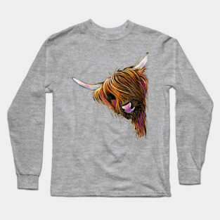 Scottish Hairy Highland Cow ' NooDLeS ' by SHiRLeY MacARTHuR Long Sleeve T-Shirt