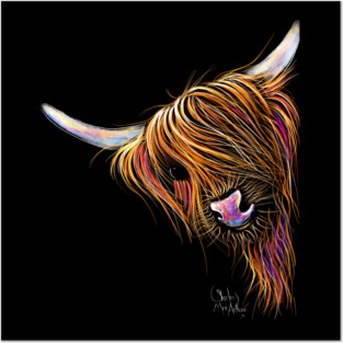 Scottish Hairy Highland Cow ' NooDLeS ' by SHiRLeY MacARTHuR Posters and Art