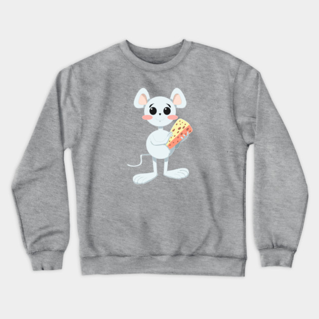 CUTE MOUSE WITH CHEESE Crewneck Sweatshirt by droidmonkey