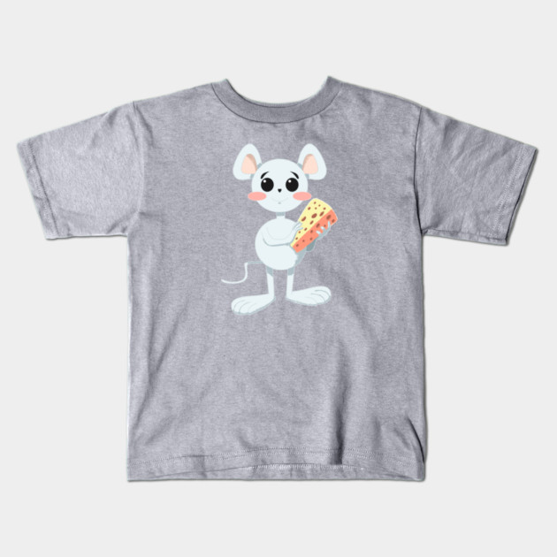 CUTE MOUSE WITH CHEESE Kids T-Shirt by droidmonkey