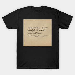 Obscure literary quotes: Leo Tolstoy's unnecessary horse (black handwriting on parchment) T-Shirt