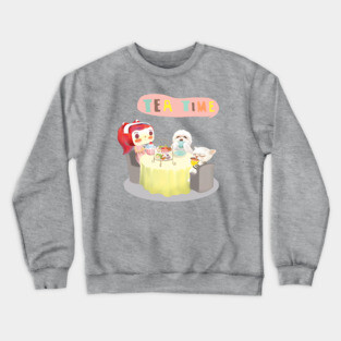 Kawaii Tea Time Party - Girls & Pets Crewneck Sweatshirt