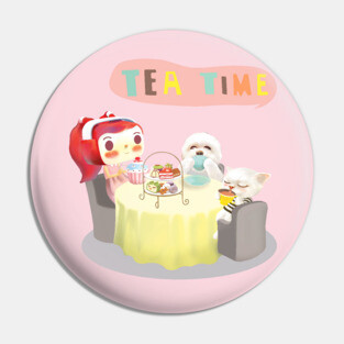 Kawaii Tea Time Party - Girls & Pets Pin