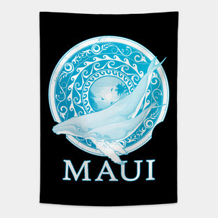 Humpback whales Shield of Maui Tapestry
