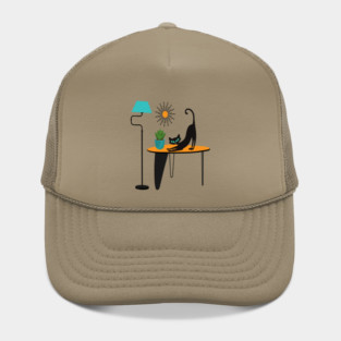 Retro Kitty Pouncing on a Mid Century Table Hat