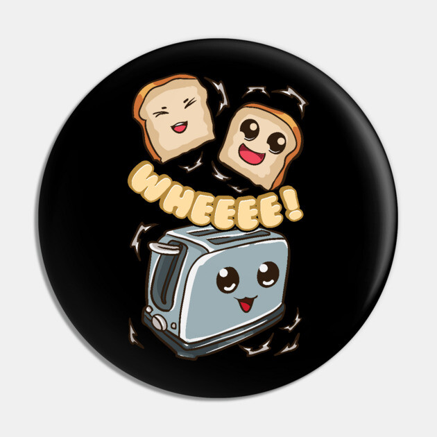 Cute Toast Bread Popping out of Toaster Pin by belownormal