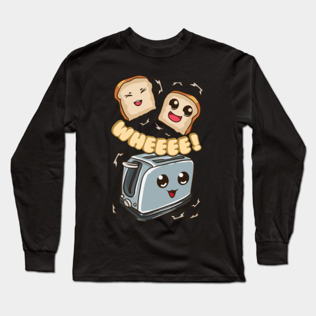 Cute Toast Bread Popping out of Toaster Long Sleeve T-Shirt by belownormal