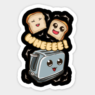 Cute Toast Bread Popping out of Toaster Sticker