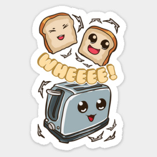Cute Toast Bread Popping out of Toaster Magnet