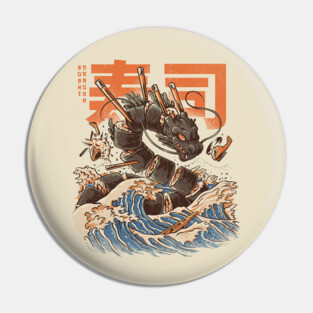 Great Sushi Dragon - Great Wave Pin
