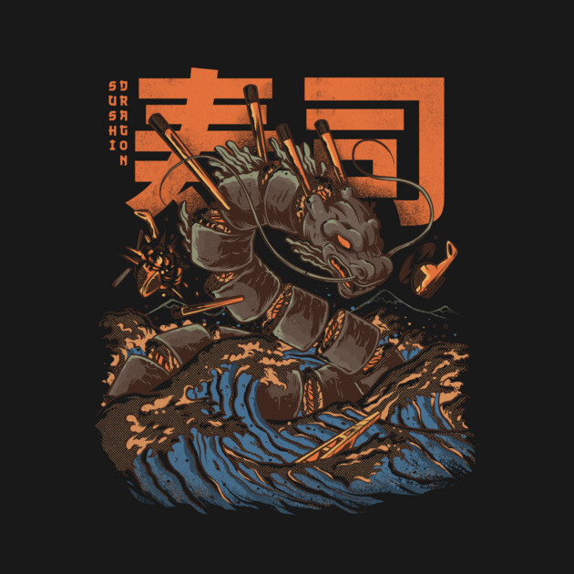 Great Sushi Dragon - Great Wave by Ilustrata
