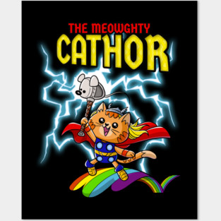 Cat Thor mighty Cat lightning caped Kitty comic Posters and Art