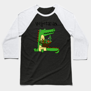 Funny Alligator Vegetarian Cartoon Baseball T-Shirt