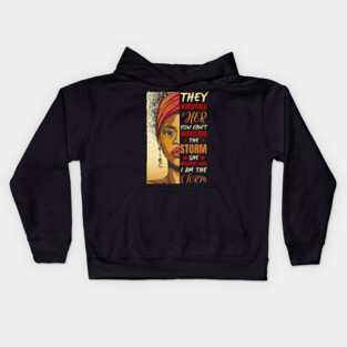 African Woman Afro I Am The Storm Black History Month Kids Hoodie