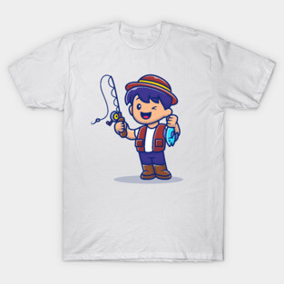 Boy Fishing With Fishing Rod T-Shirt