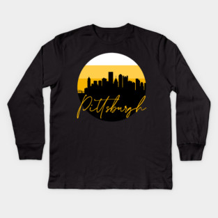 Pittsburgh Skyline Football Colors Kids Long Sleeve T-Shirt