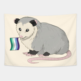 Gay Man Pride Opossum Tapestry