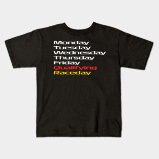 F1 Fan Race Week Schedule Kids T-Shirt