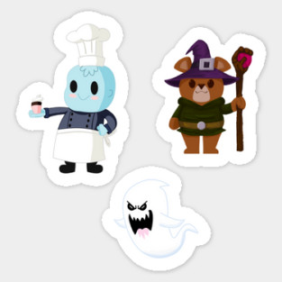 PASTRY CHEF, A BEAR MAGICIAN ADVENTURER AND A GHOST STICKER PACK Sticker