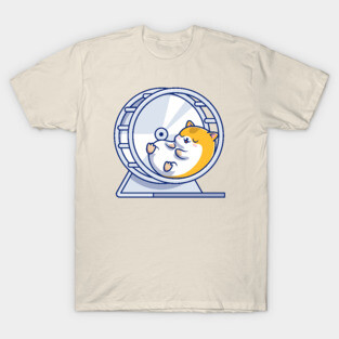 Cute Hamster Sleeping In Jogging Wheel T-Shirt