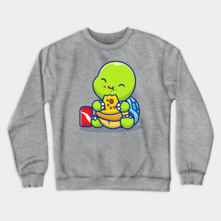 Cute Turtle Eating Pizza With Soda Crewneck Sweatshirt