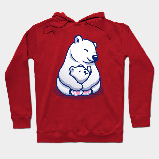 Cute Polar Bear Mom Hugging Baby Polar Polar Bear Hoodie