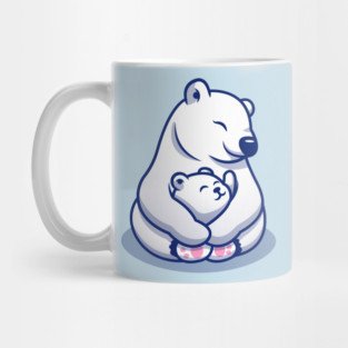 Cute Polar Bear Mom Hugging Baby Polar Mug