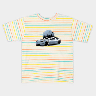 Silver Tesla Model S Plaid Kids T-Shirt