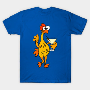 Funny Rubber Chicken Drinking Martini T-Shirt