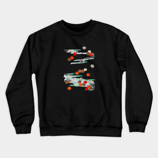Vintage Japanese Flower and Water Art Crewneck Sweatshirt