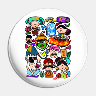 Faces of India Pin