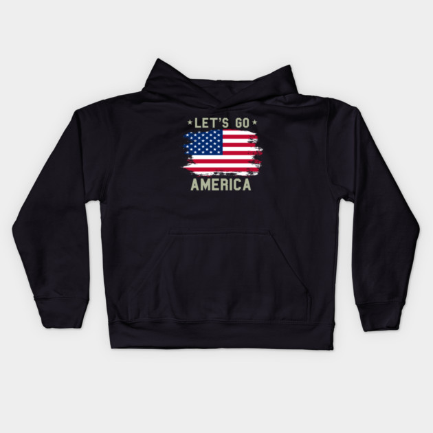 Let's Go America, Patriot US American Flag Kids Hoodie by Silly Me Studio