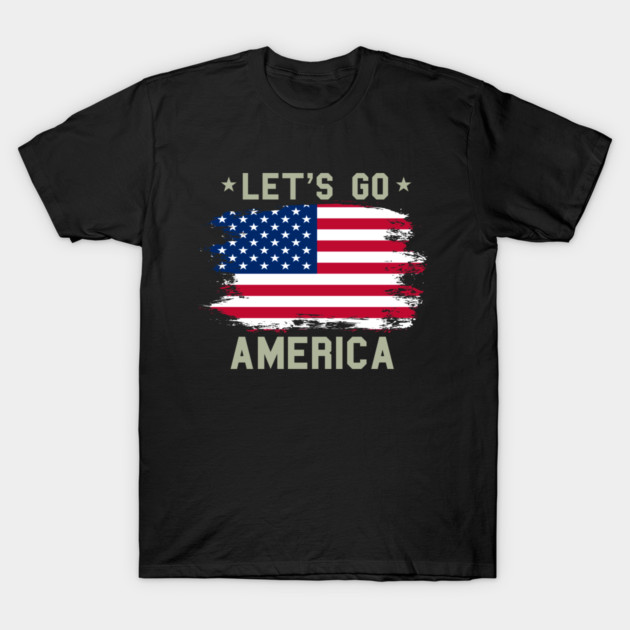 Let's Go America, Patriot US American Flag T-Shirt by Silly Me Studio